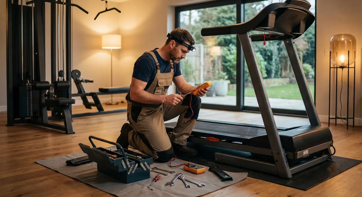 Fitness equipment repair technician servicing equipment in Phenix City